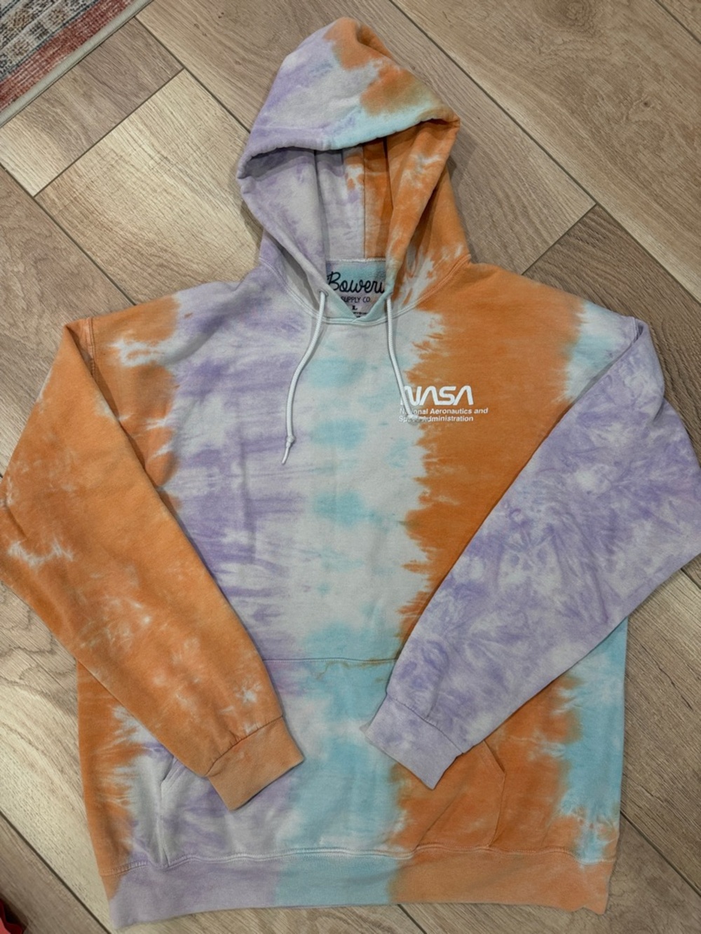Tie-Dye Crewneck Hoodie - Orange, Lavender & Aqua